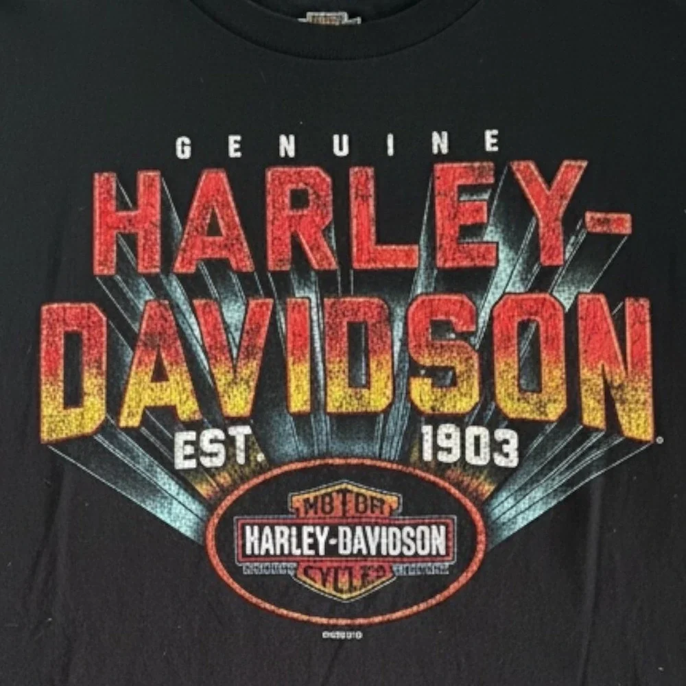 Harley Davidson Salzburg Austria Hot Stuff Graphic T Shirt Black 3D Script